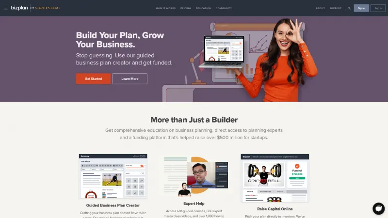 Homepage of Bizplan