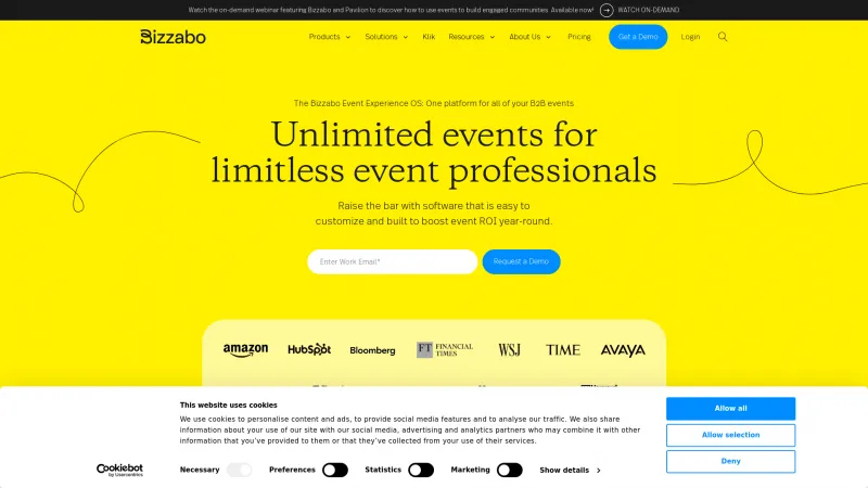 Homepage of Bizzabo