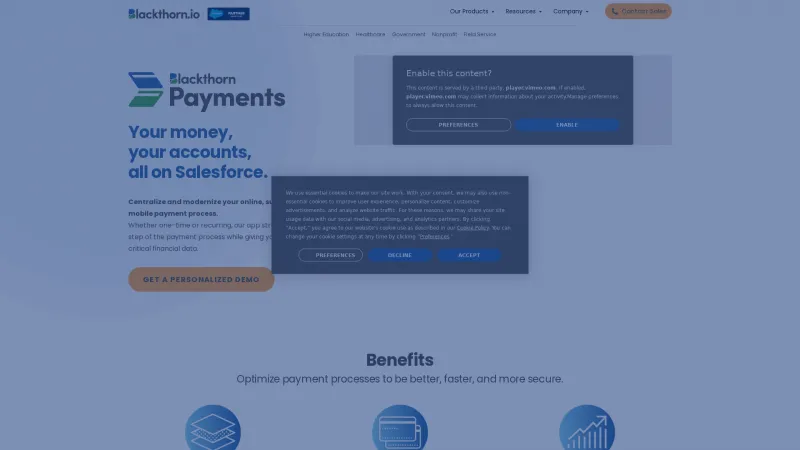 Homepage of Blackthorn Payments