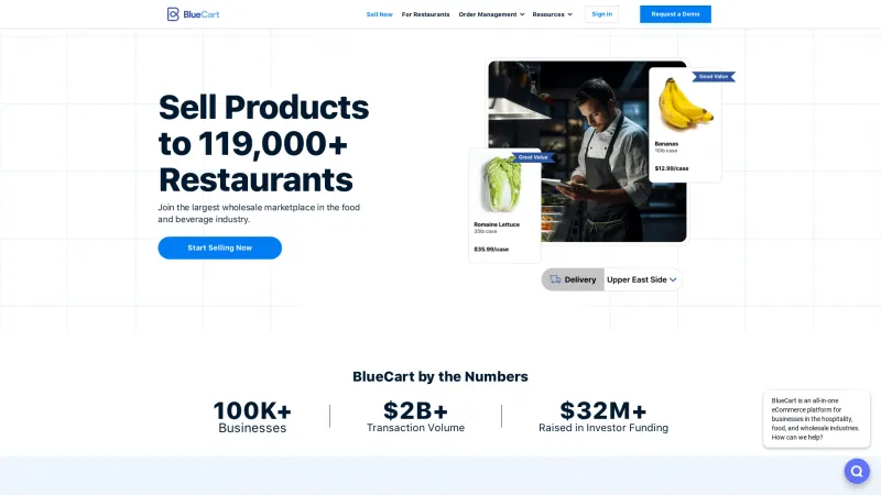 Homepage of BlueCart