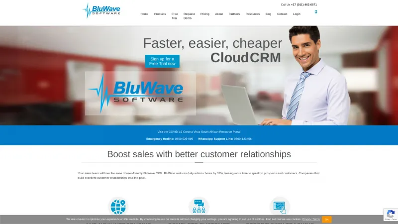 Homepage of Bluwave CRM