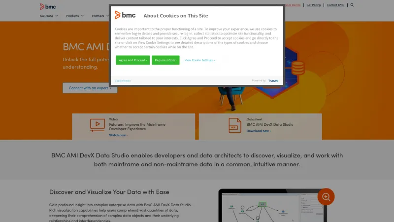 Homepage of BMC Compuware Topaz for Enterprise Data