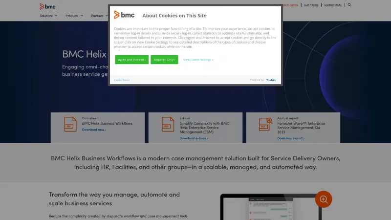 Homepage of BMC Helix Business Workflows