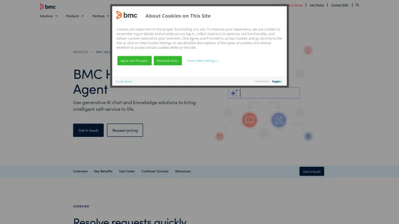 Homepage of BMC Helix Chatbot