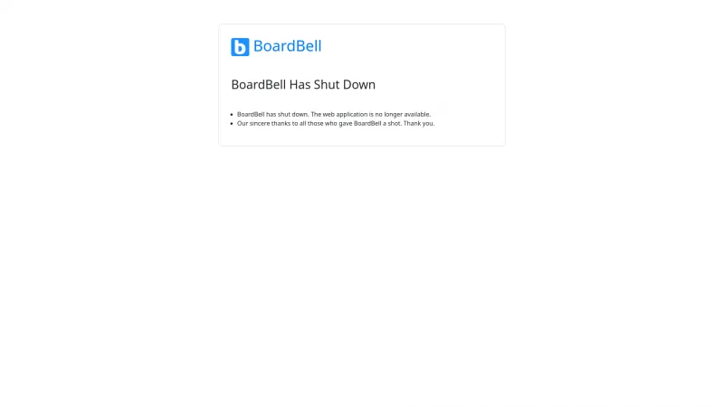 Homepage of BoardBell