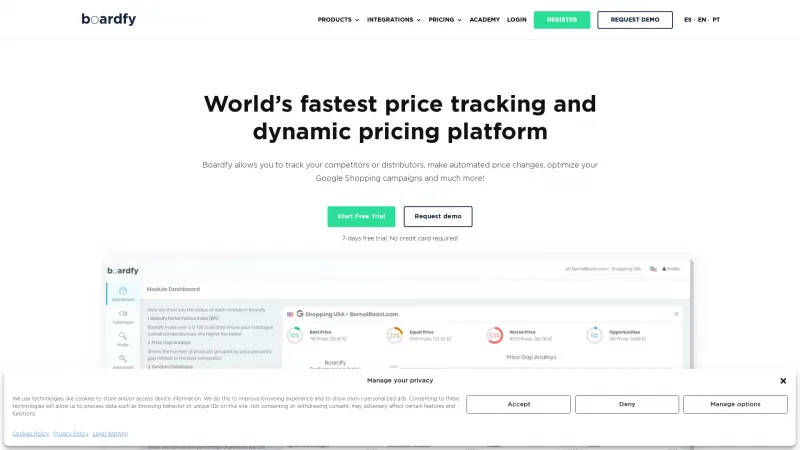 Homepage of Boardfy