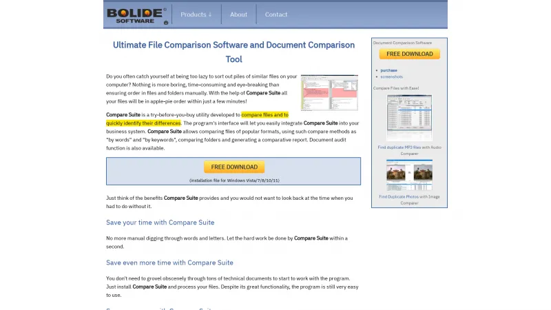 Homepage of Compare Suite