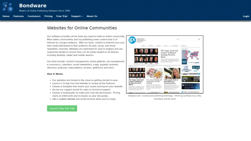 Homepage of Bondware