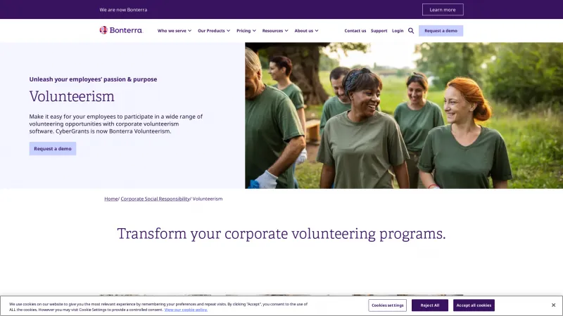 Homepage of Bonterra Volunteerism