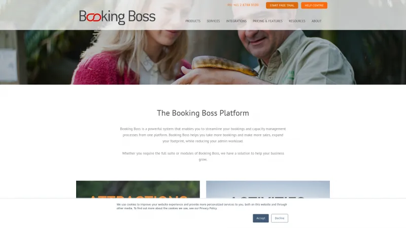 Homepage of Booking Boss