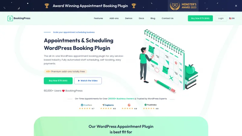 Homepage of BookingPress