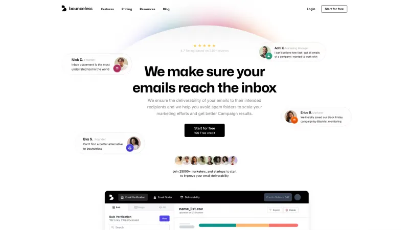 Homepage of Bounceless