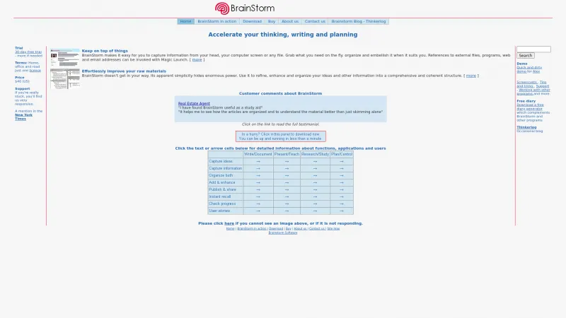 Homepage of BrainStorm