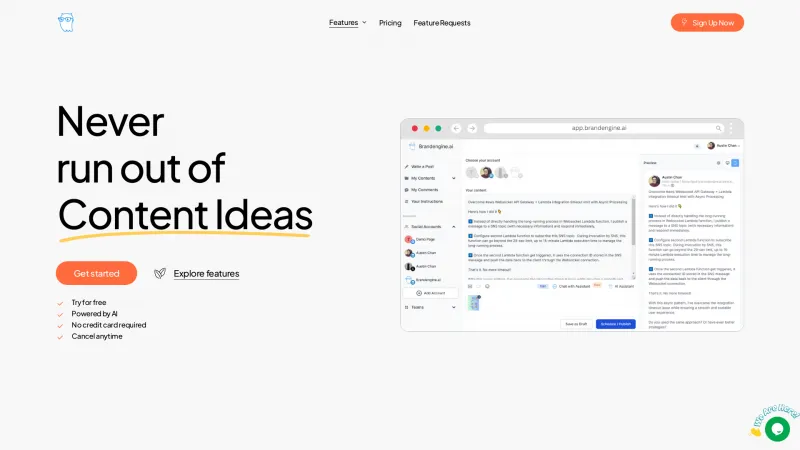 Homepage of BrandEngine.ai