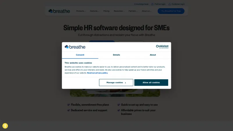 Homepage of Breathe