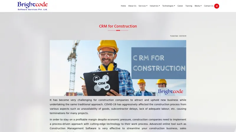 Homepage of Brightcode Construction CRM