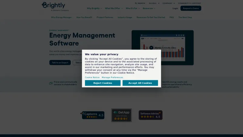 Homepage of Brightly Energy Manager