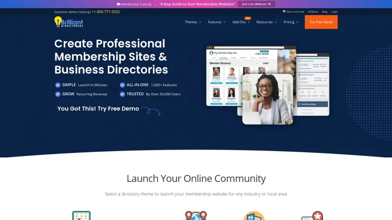 Homepage of Brilliant Directories