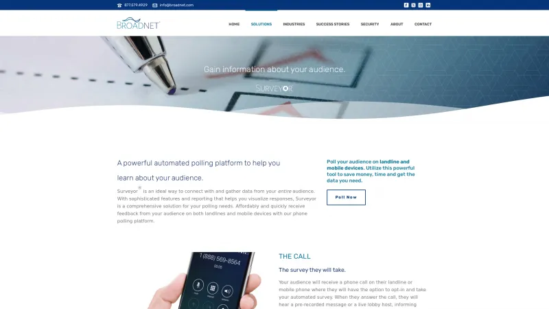 Homepage of Broadnet Surveyor