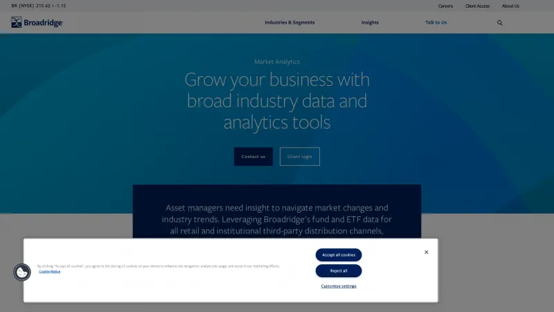 Homepage of Broadridge Market Analytics