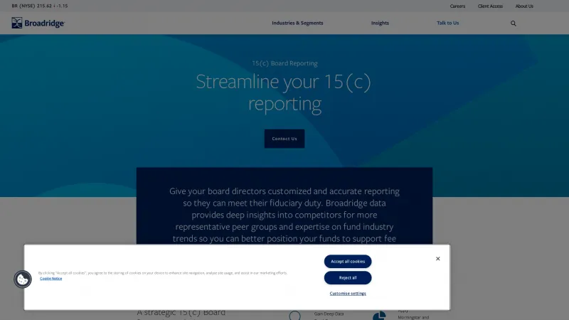 Homepage of Broadridge 15(c) Board Reporting