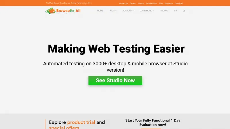 Homepage of BrowseEmAll