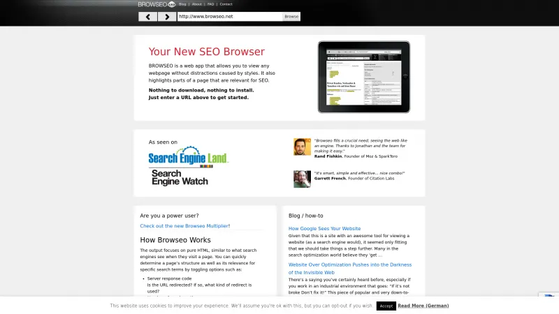 Homepage of BROWSEO