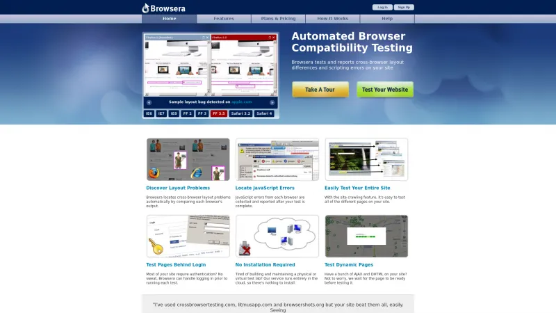 Homepage of Browsera