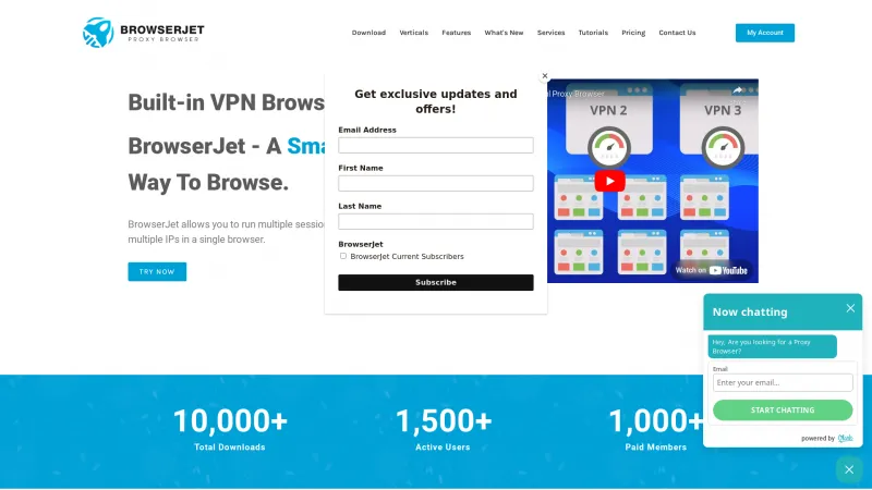 Homepage of BrowserJet