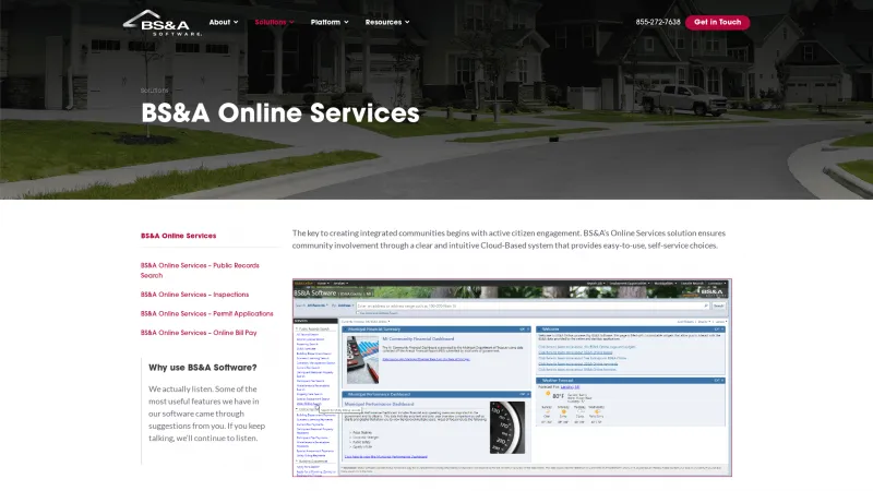 Homepage of BS&A Online