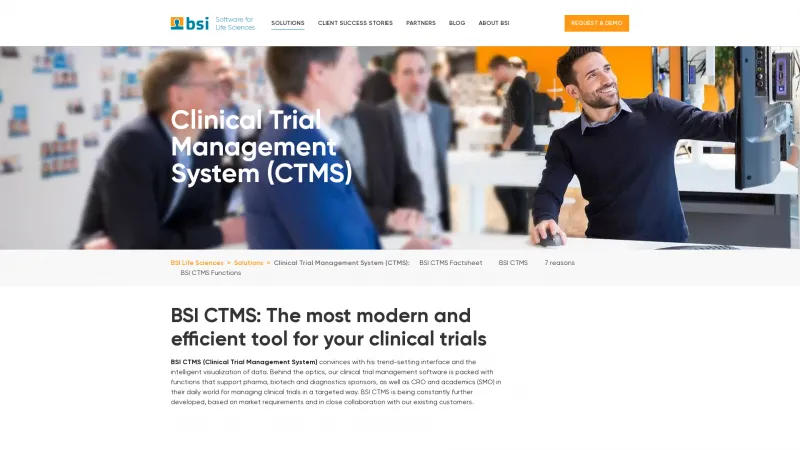 Homepage of BSI CTMS