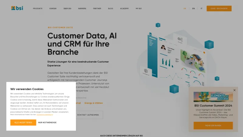 Homepage of BSI CRM