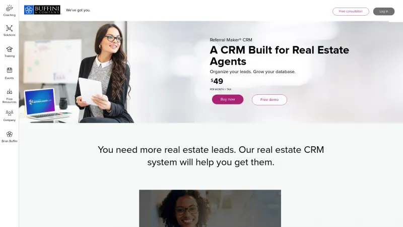 Homepage of Referral Maker CRM