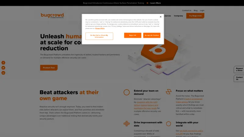 Homepage of Bugcrowd