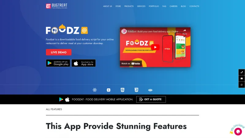 Homepage of Foodzat