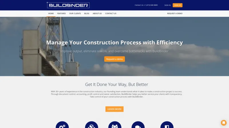 Homepage of BuildBinder