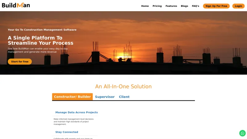 Homepage of BuildMan