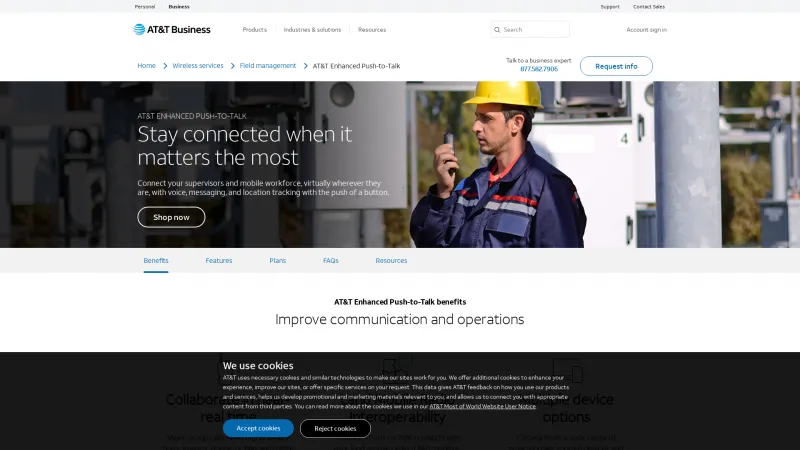 Homepage of AT&T Enhanced Push-to-Talk