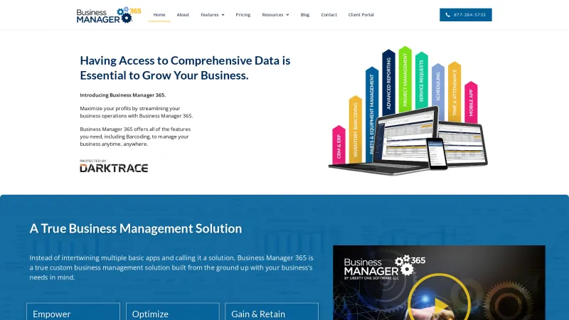 Homepage of Business Manager 365