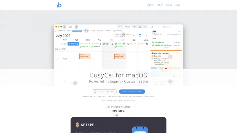 Homepage of BusyCal