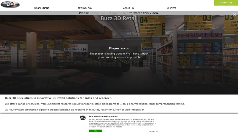 Homepage of Buzz 3D Retail