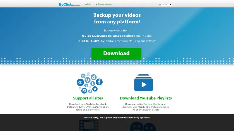 Homepage of ByClick Downloader