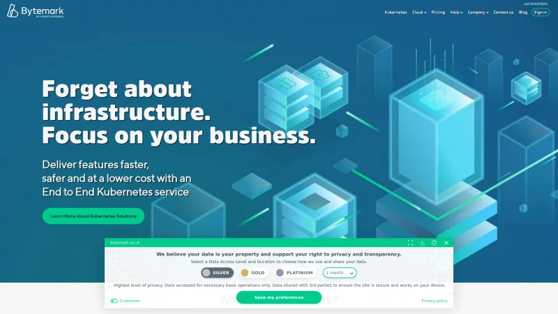 Homepage of Bytemark