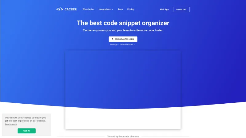 Homepage of Cacher