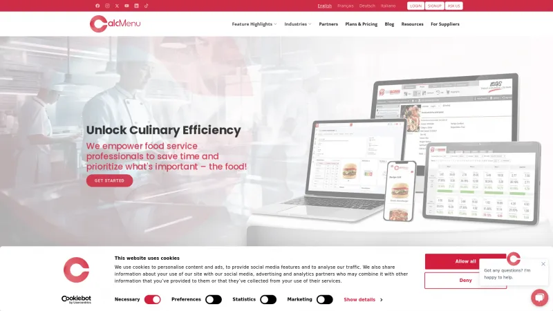 Homepage of EGS CALCMENU Web