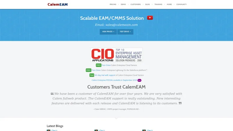 Homepage of CalemEAM