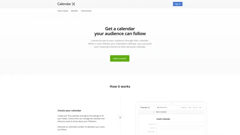 Homepage of CalendarX