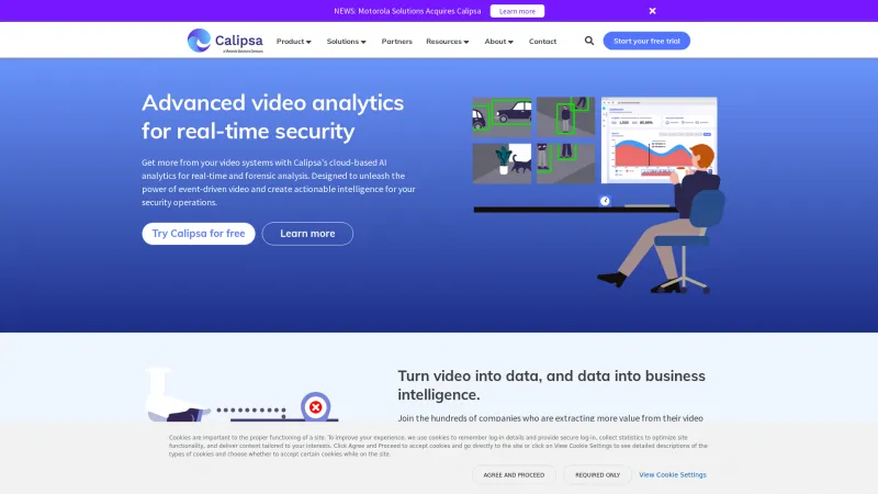 Homepage of Calipsa