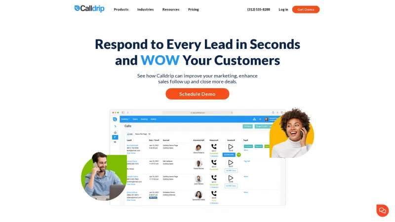 Homepage of Calldrip