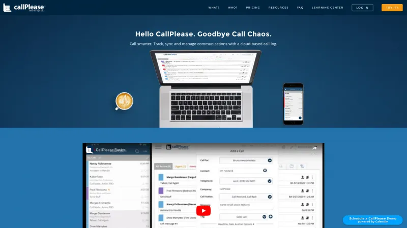 Homepage of CallPlease